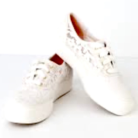 NWT Keds Triple Cream Painted Crochet Platform Sneakers Size 11 M - Picture 4 of 16
